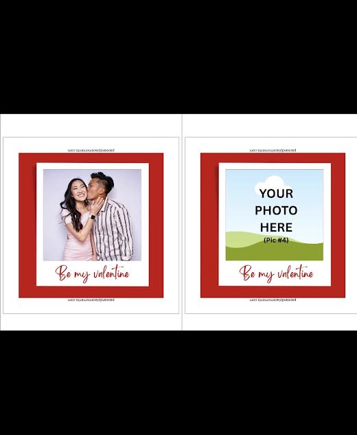 Two customizable photo magnets with text 'Be my Valentine' on a white background.
