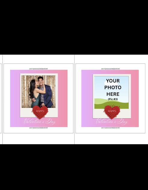 Two Valentine's Day photo frames with customizable text area.